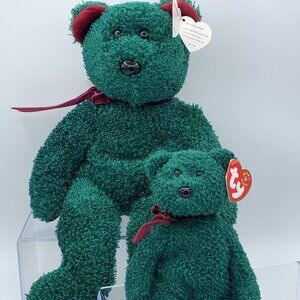 TY Beanie Buddy  w/Baby Christmas 2001 Holiday Teddy Bear Plush Stuffed Animal